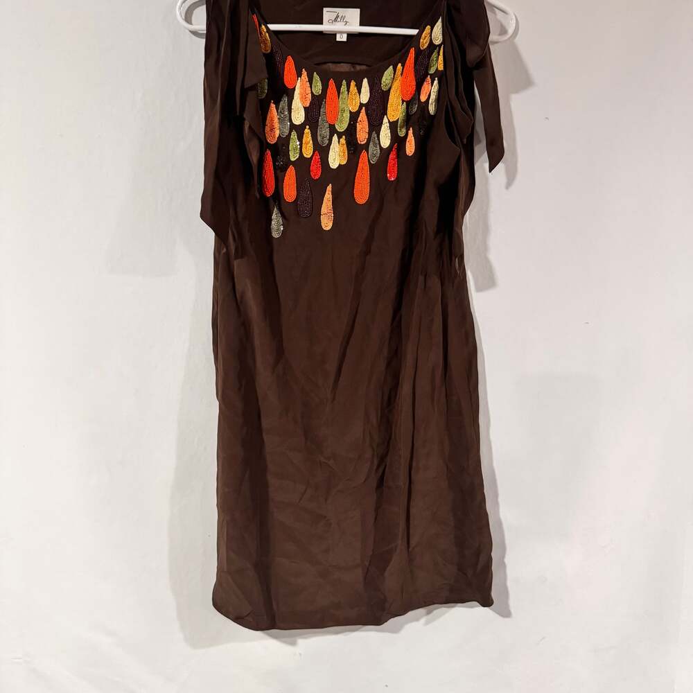 Milly New York Pure Linen Beaded Babydoll Dress